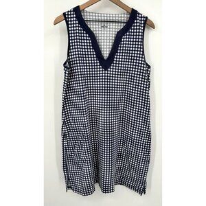Draper James Lands End Sleeveless Dress Women Medium Gingham Blue Nautical Costa